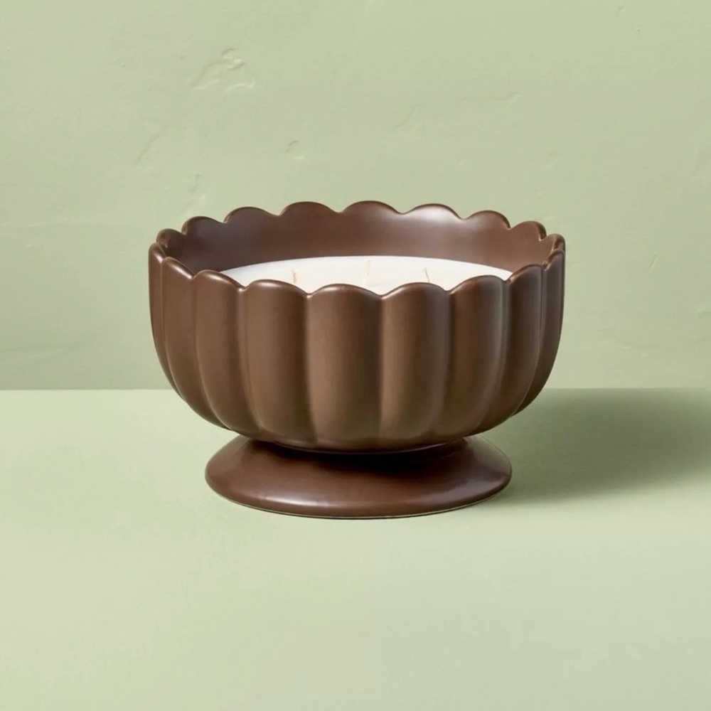 5 Wick Footed Scalloped Rim Harvest Chestnut Jar Brown Candles - Hearth & Hand
